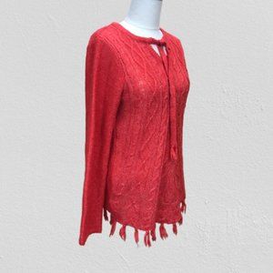 Prana orange red Shelby poncho sweater size small